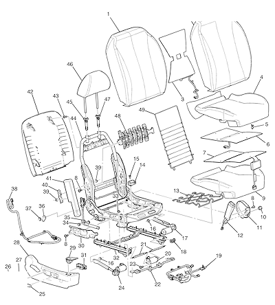 Imagem de Conjunto banco passageiro (2011–2012) com estrutura, ajuste e airbag lateral