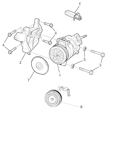 Imagem de Compressor e fixação do ar-condicionado V6 (LLT, LFX)