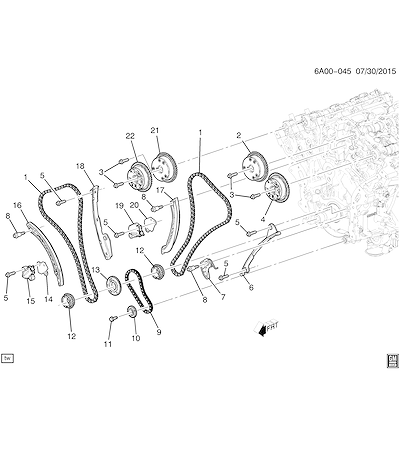 Imagem de Conjunto motor 3.6L L6 com corrente, tensor e componentes de distribuição
