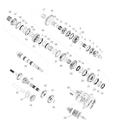 Imagem de Transmissão manual 6 marchas peças internas e sincronizadores (Ø22,6–50,26 mm)