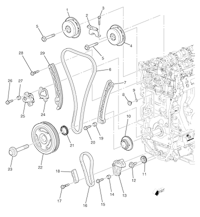 Imagem de Correia e tensor de distribuição motor 2.0L L4 (LTG/2.0X)