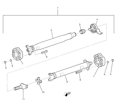 Imagem de Eixo de propulsão manual e automático com componentes de transmissão essenciais