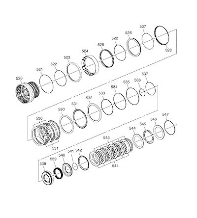 Imagem de Transmissão automática (MI4)(10L90) e componentes da embreagem 2-3-4-6-7-8-10-ré