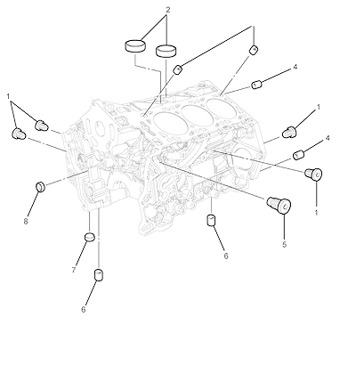 Imagem de Bloco de cilindro com plugues welsh e pinos localizadores (LLT)