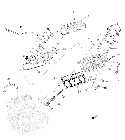 Imagem de Cabeçote, cilindro e peças relacionadas do motor 6.2L V8 (LT4/6,2-6)