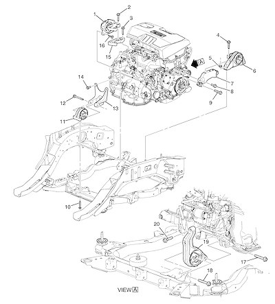 Imagem de Fixação e montagem do motor 2.4 L4 e transmissão (LE9)