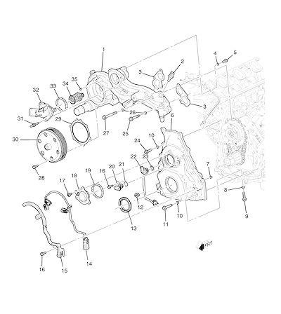 Imagem de Tampa dianteira e arrefecimento motor 6.2L V8 (LT1/6,2-7)