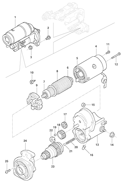 Imagem de Motor de partida 12V com fixação e componentes essenciais