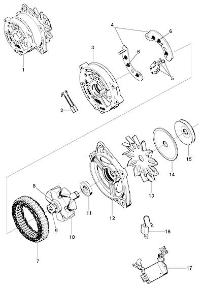 Imagem de Alternador 55A para motor diesel L4A Maxion com peças de reposição completas