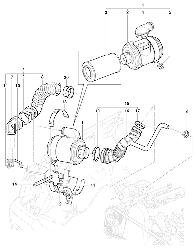 Imagem de Filtro de ar e dutos para motor gasolina LG1/LP8