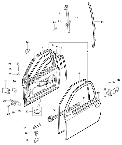 Imagem de Porta dianteira e componentes para hatch e sedan