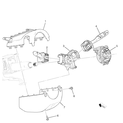 Imagem de Coluna de direção com interruptores, sensores, tampas e airbag (mola 12 circuitos)