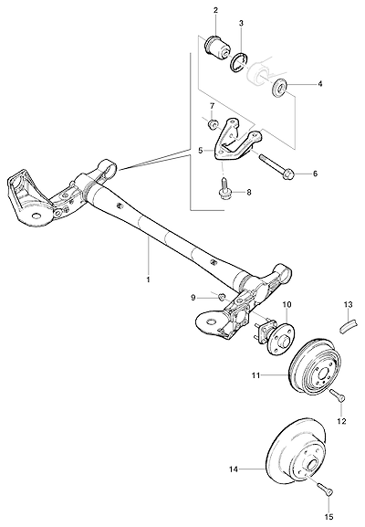 Imagem de Eixo traseiro completo com componentes de suspensão e freio para Meriva/Pick-up