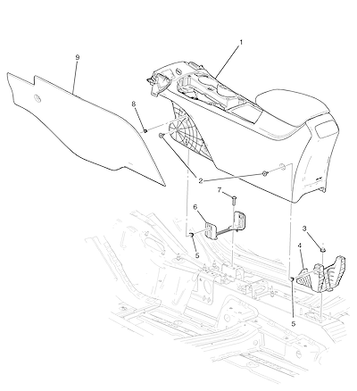 Imagem de Console e assoalho dianteiro com painéis e suportes de montagem