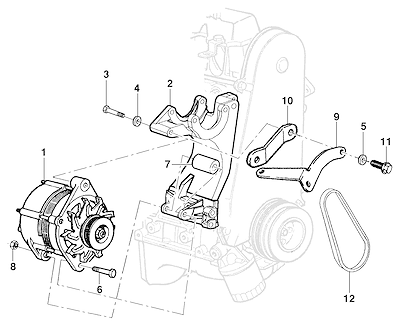 Imagem de Fixação do alternador com direção hidráulica para motor LM3/LN2/LG1/LP8