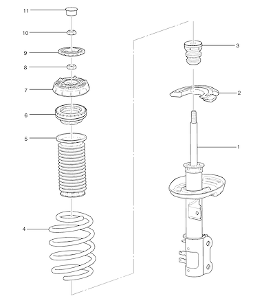 Imagem de Conjunto e peças da suspensão dianteira (2014) para montagem e reparo