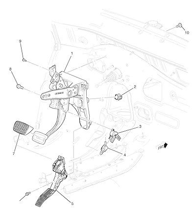 Imagem de Pedal de freio e componentes do sistema de comando e sensor de posição