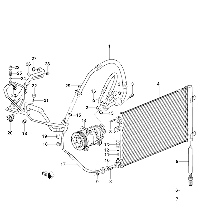 Imagem de Sistema de refrigeração e componentes do ar-condicionado automotivo
