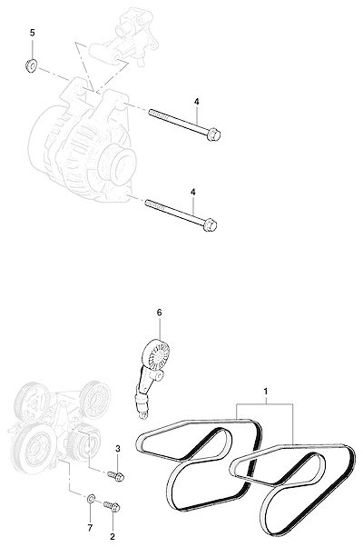 Imagem de Fixação e correias do alternador diesel