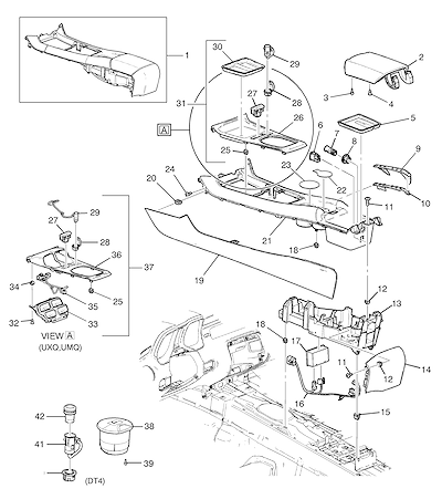 Imagem de Console do assoalho dianteiro com acessórios elétricos e acabamento básico