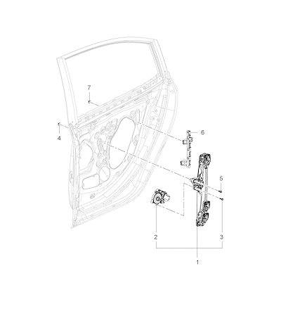 Imagem de Regulador e ferragens para vidro da porta lateral traseira