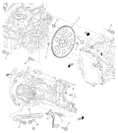 Imagem de Fixação do motor e transmissão com suportes, parafusos e componentes essenciais