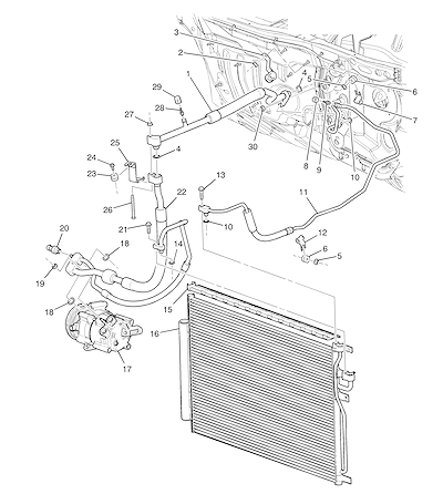 Imagem de Sistema de refrigeração do ar-condicionado (LE9/2,4) com compressor e mangueiras