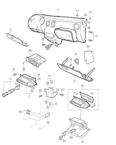 Imagem de Painel de instrumentos e acessórios (ano modelo 2001–2006)