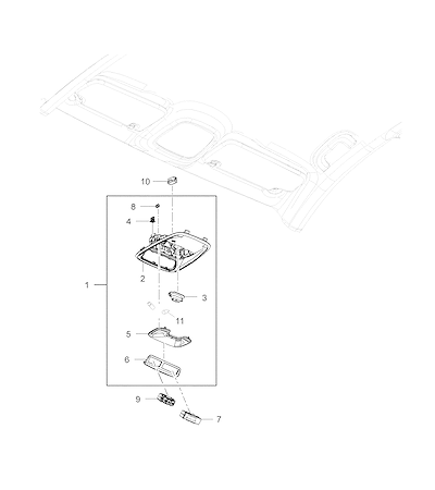 Imagem de Revestimento do teto e console com iluminação e interruptores internos
