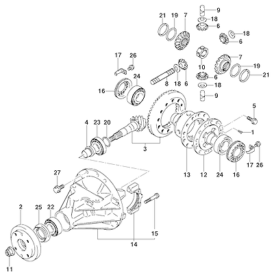 Imagem de Diferencial do eixo traseiro motor diesel (2002–2004)