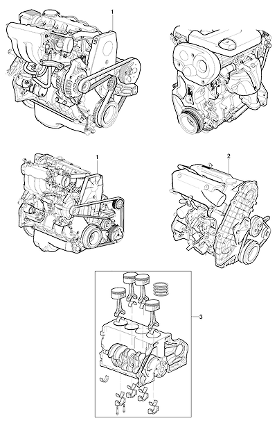 Imagem de Conjunto e motor parcial 1.0L, 1.4L, 1.6L e 1.7L (1994–2010)