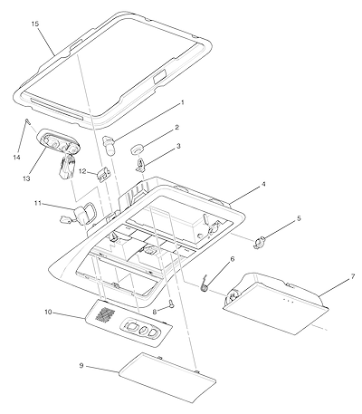 Imagem de Console do teto com luz de leitura, interruptores e módulo de comunicação