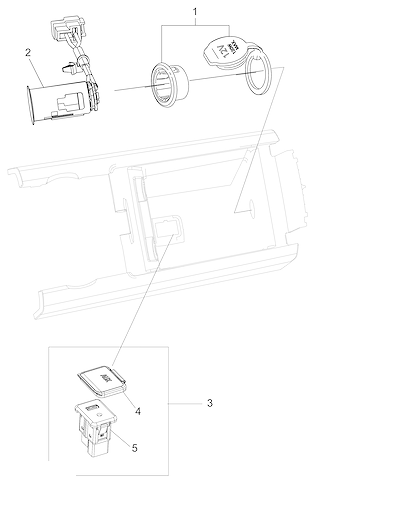 Imagem de Soquete de acessórios e tomada USB para console e compartimento dianteiro