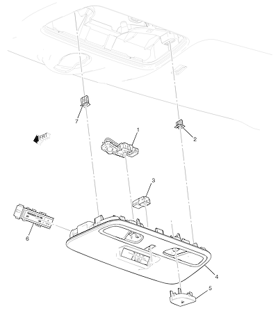 Imagem de Console do teto (2016–2018) com lanterna e luz de cortesia