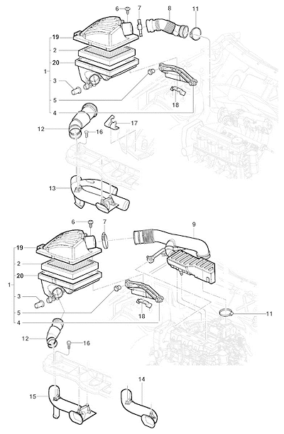 Imagem de Filtro de ar e dutos para motor 1.4 gasolina e álcool