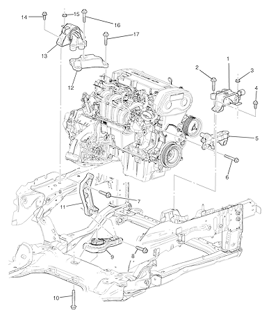 Imagem de Montagem motor 1.6 e transmissão manual MXP (2012) com suportes e coxins