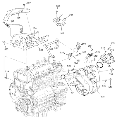 Imagem de Conjunto motor 2.4L L4 com coletores e peças do sistema de combustível