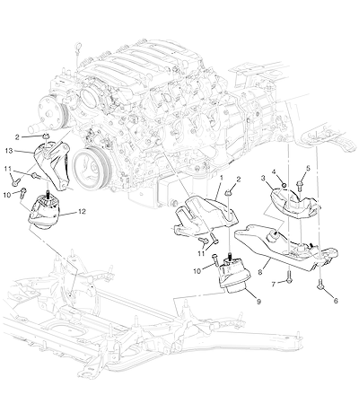 Imagem de Montagem de motor 6.2-7 e transmissão manual MM6 com suportes e fixações