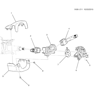 Imagem de Coluna de direção com interruptores, tampas e airbag (2016–2024)