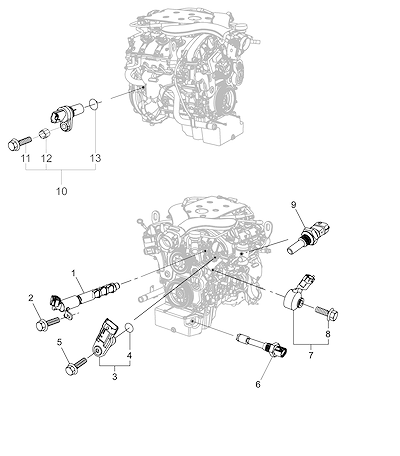 Imagem de Motor elétrico e sensores do V6 com sensores de posição e temperatura