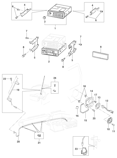 Imagem de Sistema de som com rádio AM/FM, CD/MP3, Bluetooth, alto-falantes e antena