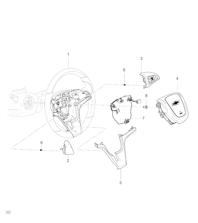 Imagem de Volante e componentes de direção com airbag e controle de rádio integrado