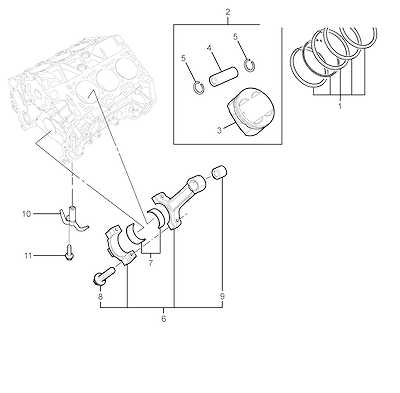 Imagem de Motor V6 pistão, pino, anéis e rolamentos (1)