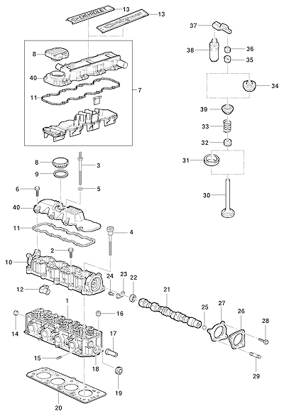 Imagem de Cabeçote do motor LM3/LN2/LG1/LP8 com válvulas e componentes associados
