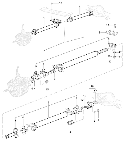 Imagem de Árvore de transmissão dianteira e traseira com suportes e acessórios para GMC 6.100–6.150