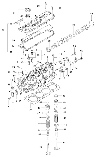 Imagem de Cabeçote do motor diesel (2001) e componentes associados