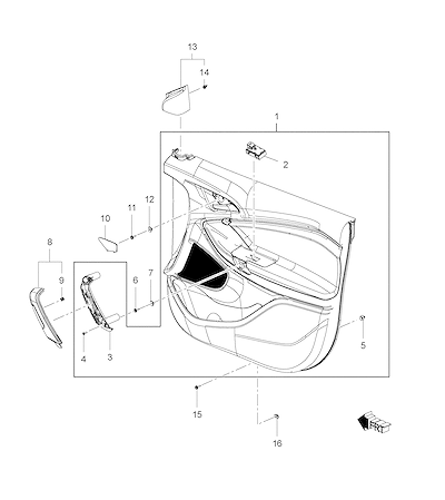 Imagem de Acabamento e componentes da porta lateral dianteira LD