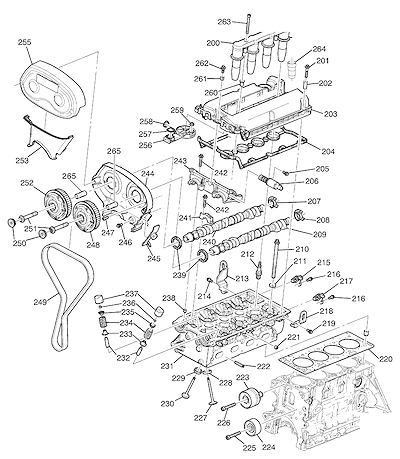Imagem de Motor 1.8L L4 cilindro, cabeçote e peças relacionadas (2014)