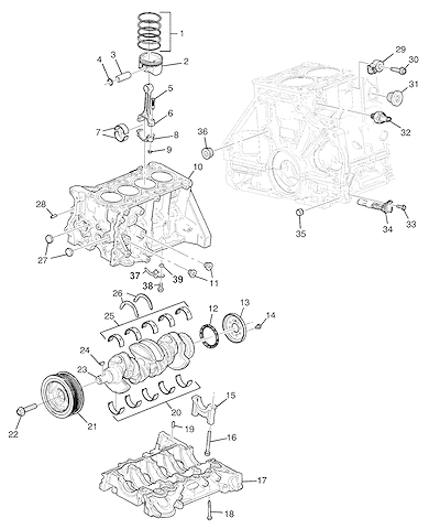 Imagem de Motor 1.4L L4 bloco de cilindros e peças internas essenciais