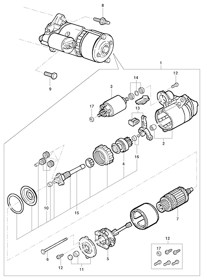 Imagem de Motor de partida e componentes Delco completos para reposição e manutenção
